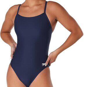 NWT Speedo Women's Blue Swimsuit One Piece Prolt Flyback Solid Adult SZ 28